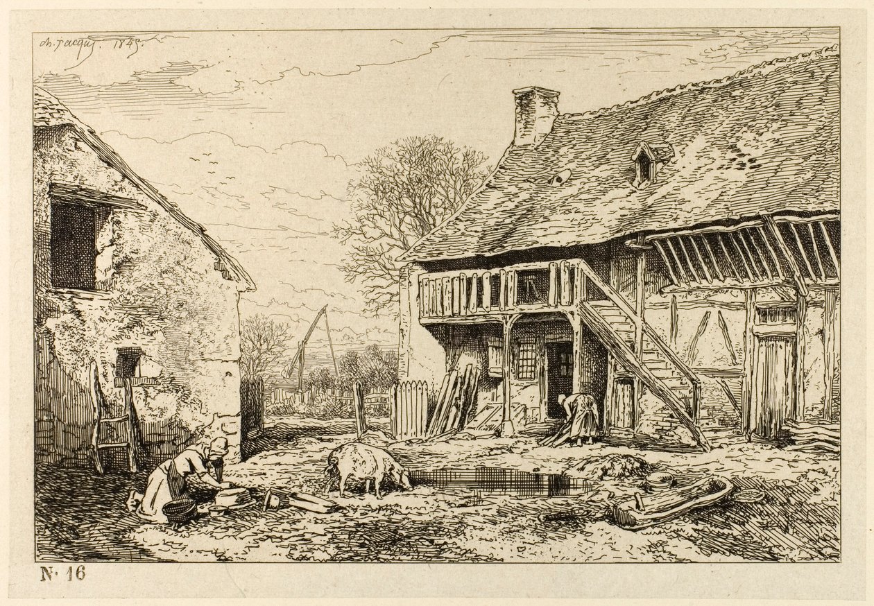 Pátio de uma casa camponesa de Charles Emile Jacque