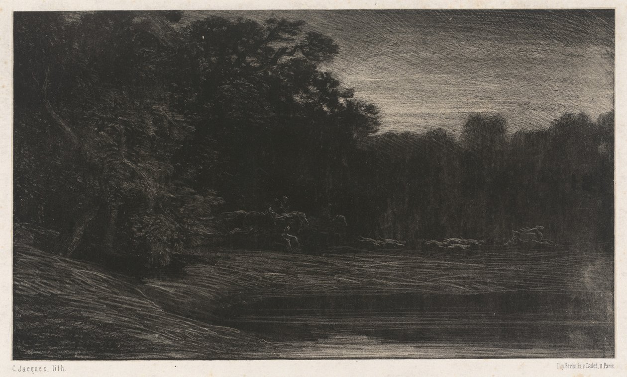 Caça ao veado (La chasse au cerf) de Charles Emile Jacque