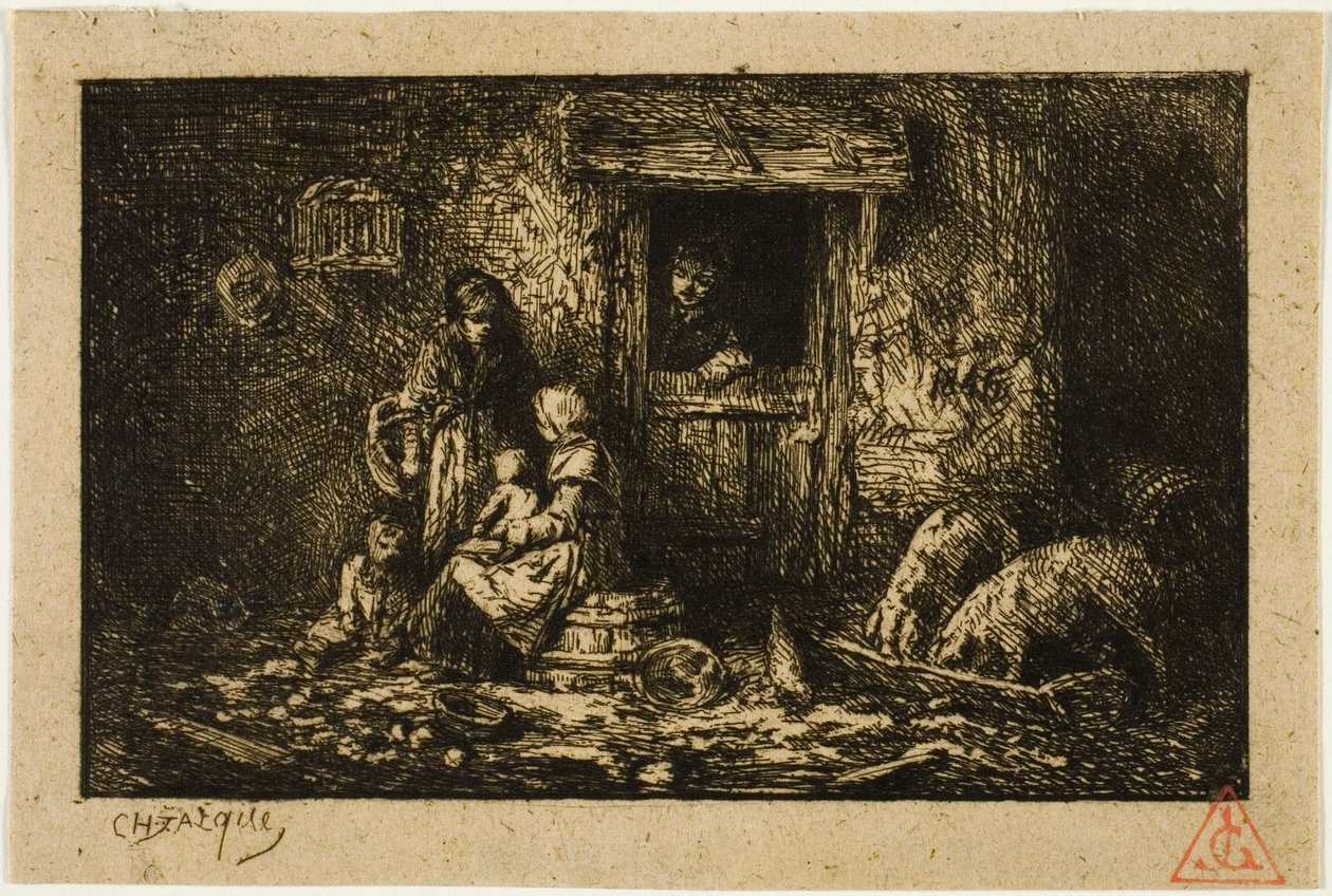 Entrada de uma casa de fazenda de Charles Emile Jacque