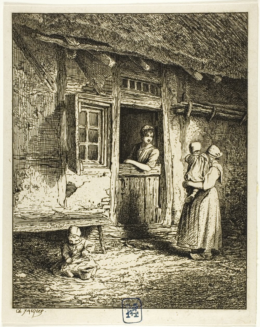 Entrada da casa de um camponês de Charles Emile Jacque