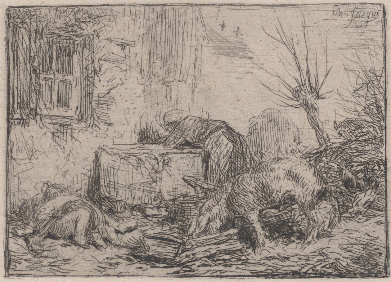 Quintal, c. 1845. de Charles Emile Jacque