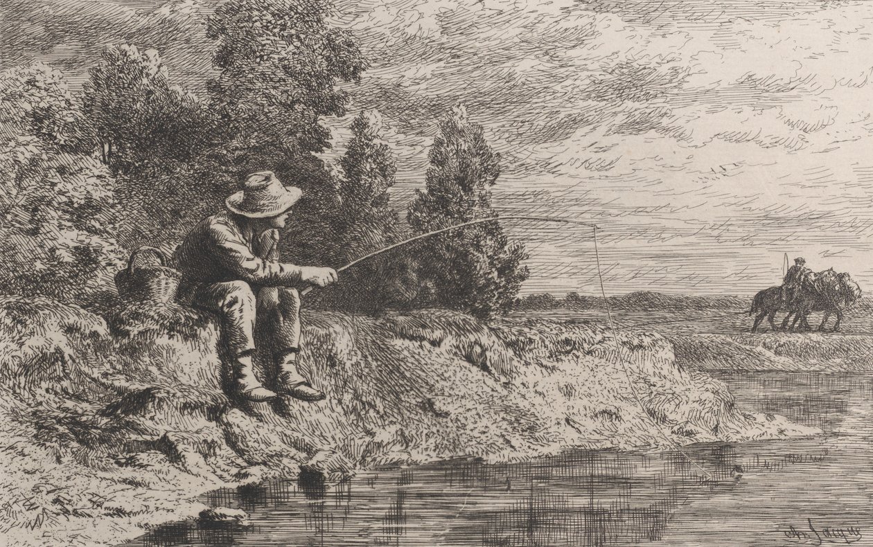 Pescando a barata, 1865. de Charles Emile Jacque