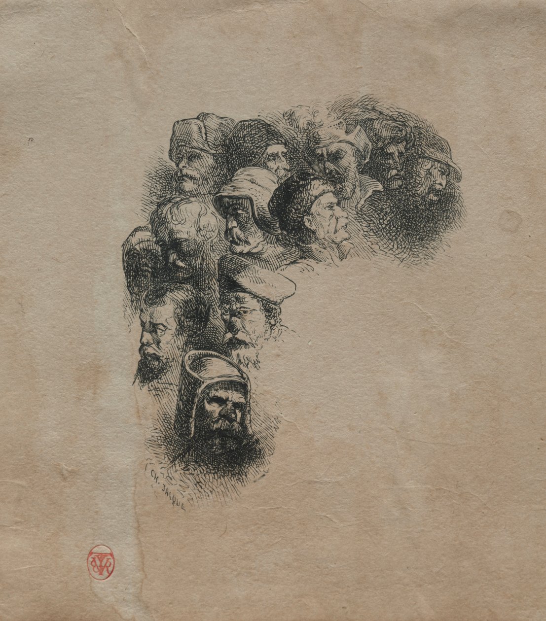 Grupo de Chefes, depois de Greuze de Charles Emile Jacque