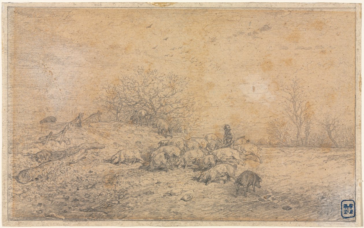 Rebanho de porcos de Charles Emile Jacque