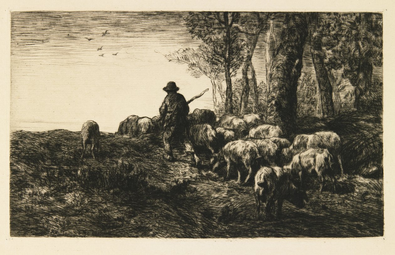 Manada de Porcos com Swineherd de Charles Emile Jacque
