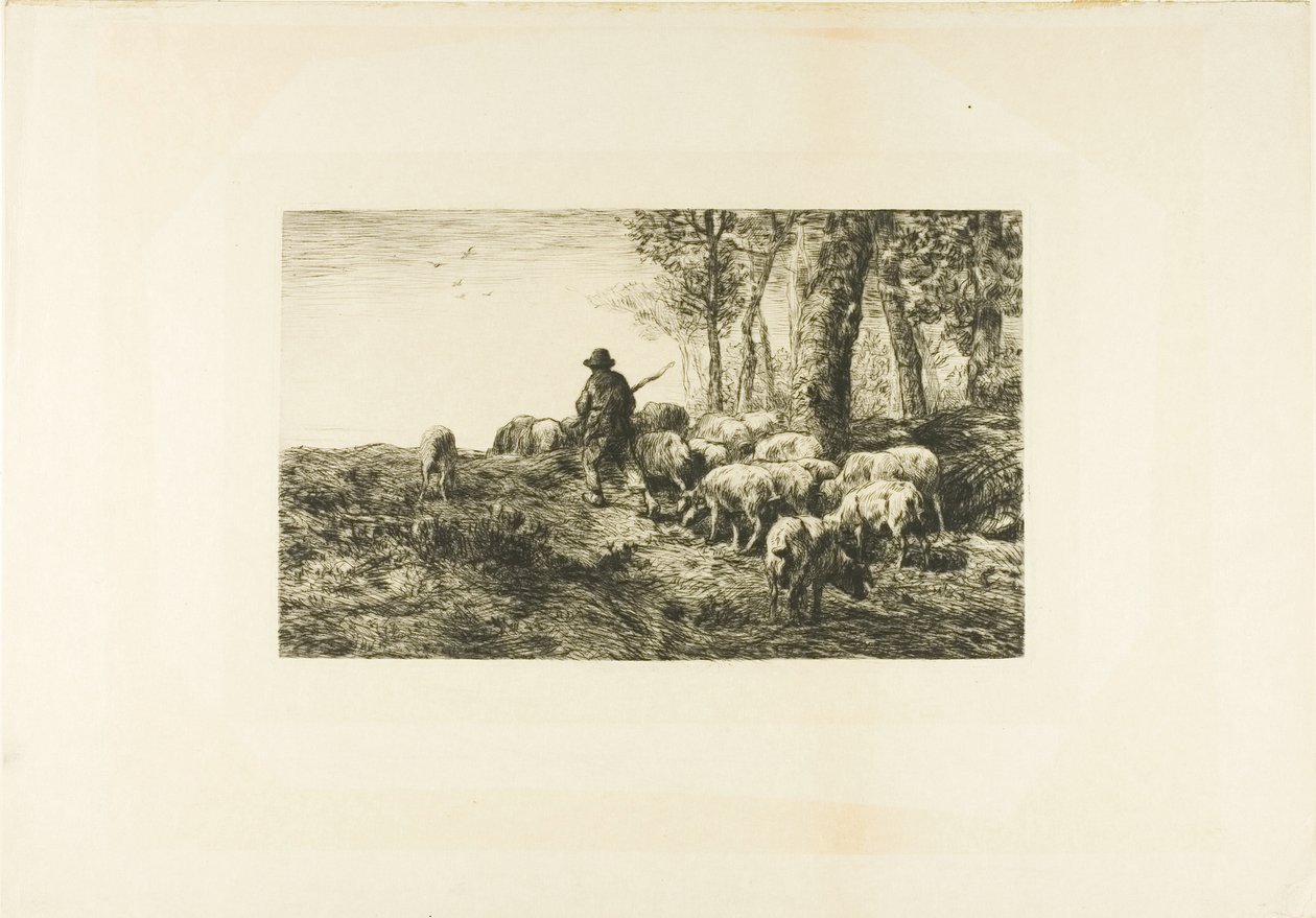 Rebanho de Porcos com Porco de Charles Emile Jacque
