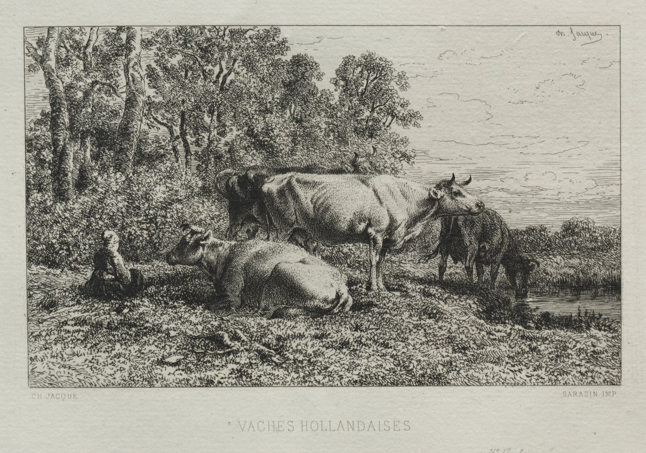vacas holandesas de Charles Emile Jacque