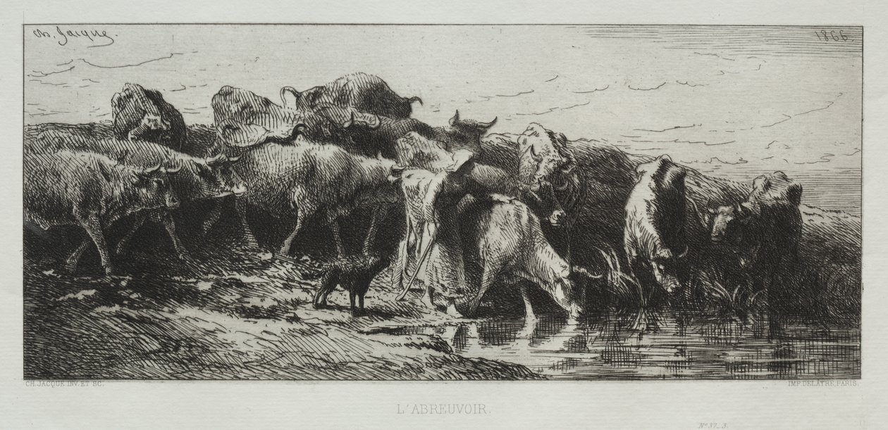 O local de rega de Charles Emile Jacque