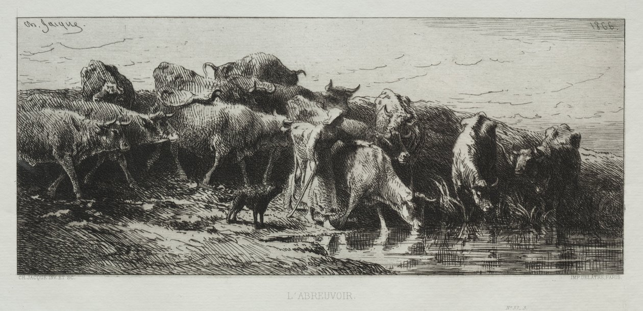 LAbreuvoir, 1866. de Charles Emile Jacque