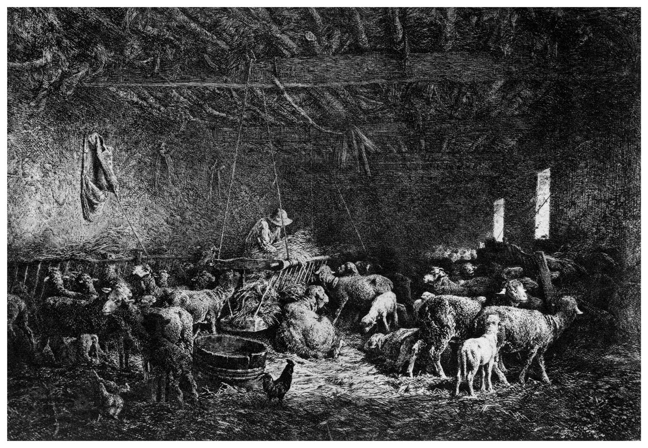 La Bergerie, O Pastor, 1825-1890 1924. de Charles Emile Jacque