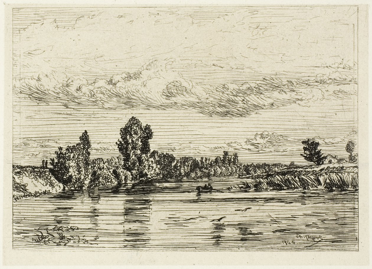 Paisagem perto de Asnières de Charles Emile Jacque