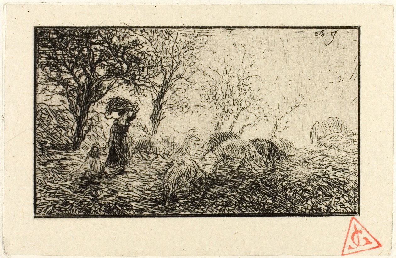Paisagem e Animais de Charles Emile Jacque