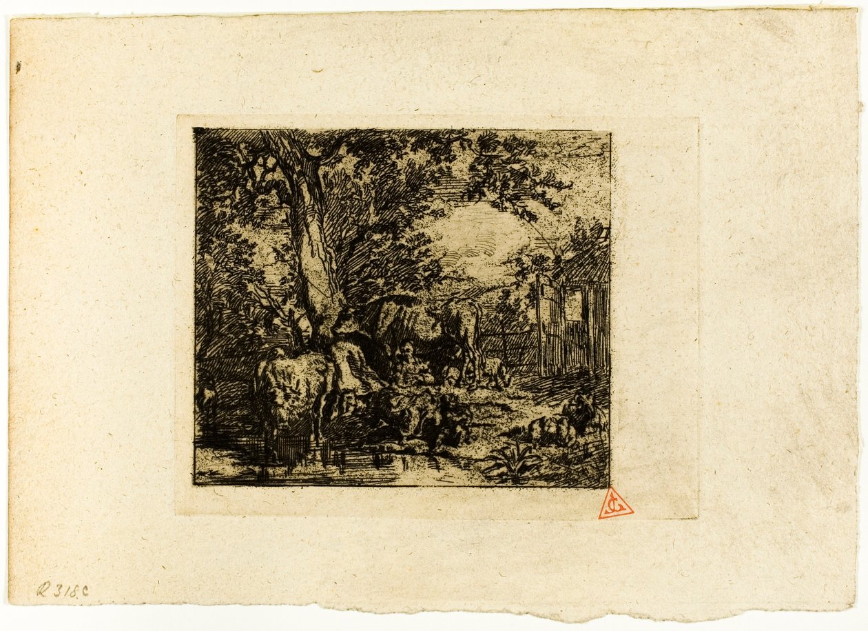 Paisagem com animais de Charles Emile Jacque