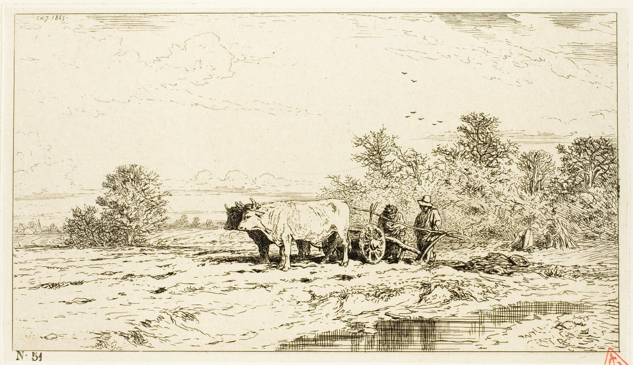 Paisagem com trabalhadores agrícolas de Charles Emile Jacque