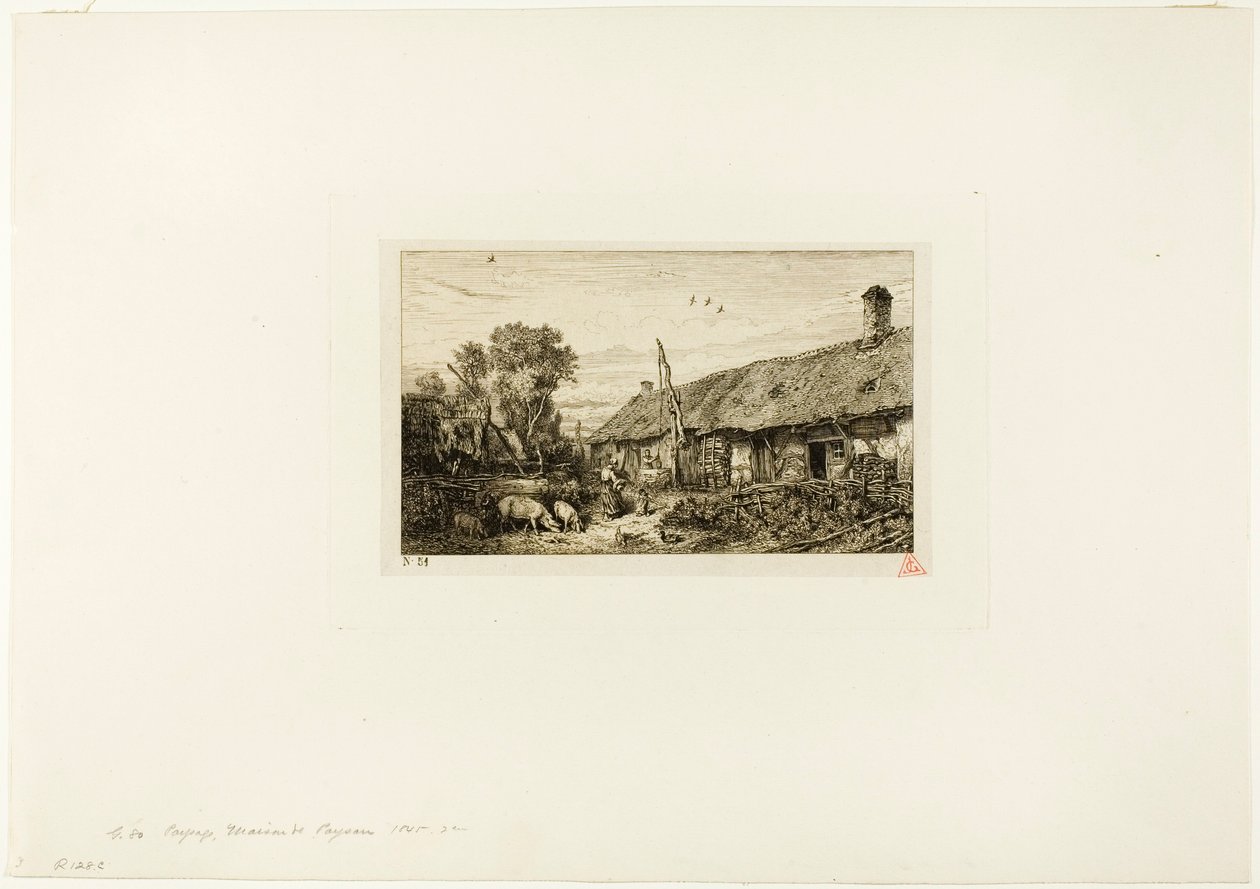 Paisagem com casa de camponês de Charles Emile Jacque