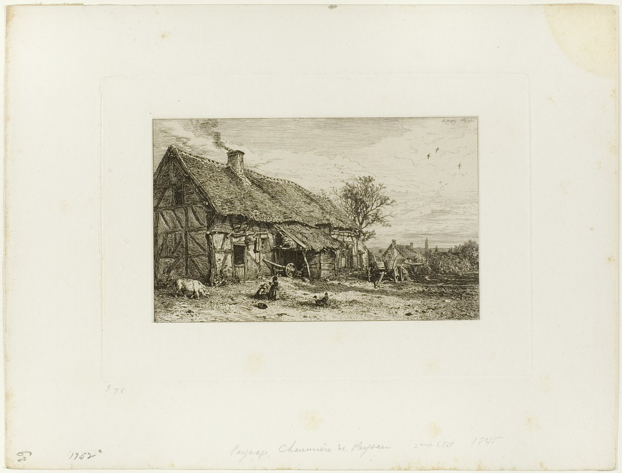 Paisagem com casa camponesa de Charles Emile Jacque
