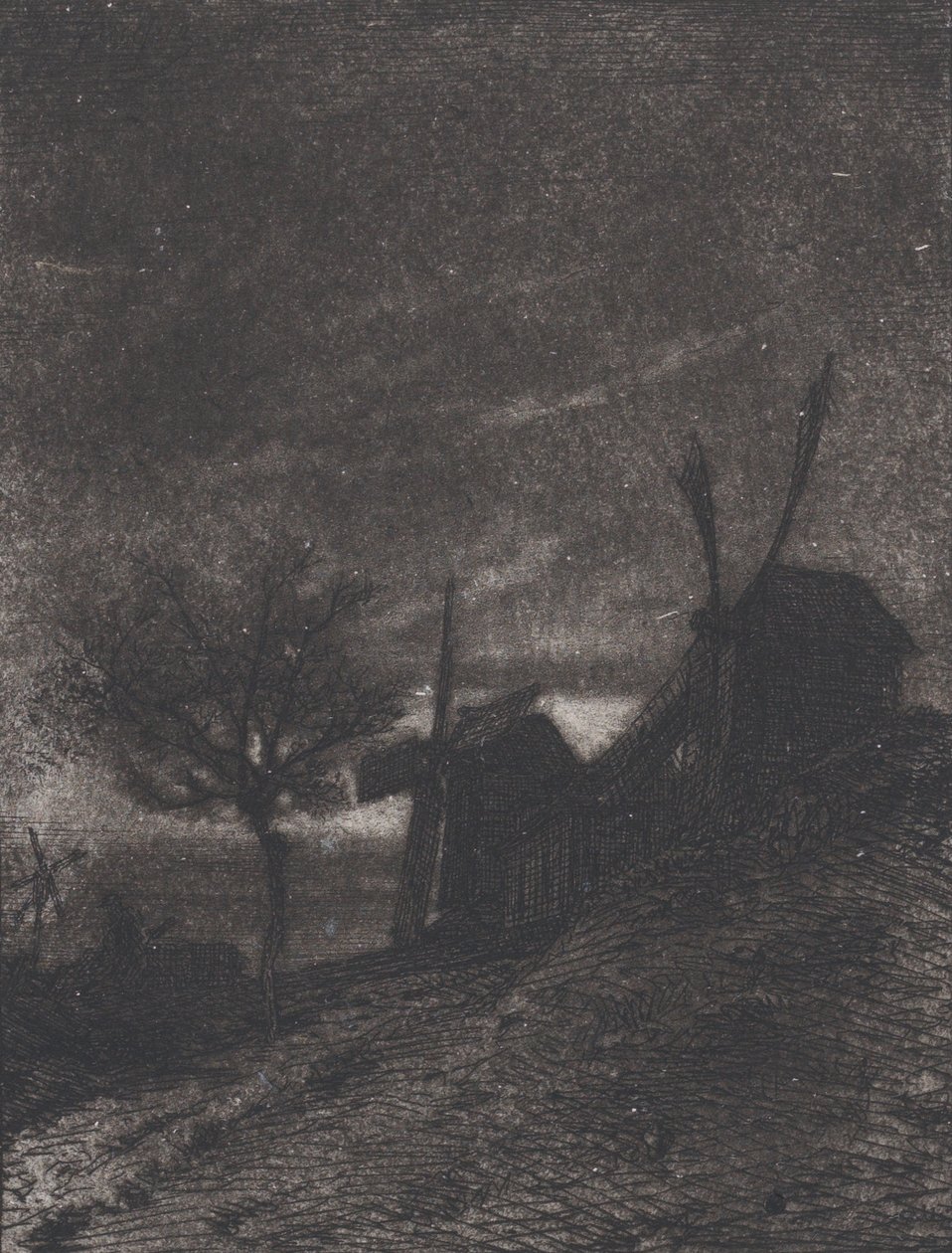 Moinhos em Montmartre, 1846. de Charles Emile Jacque