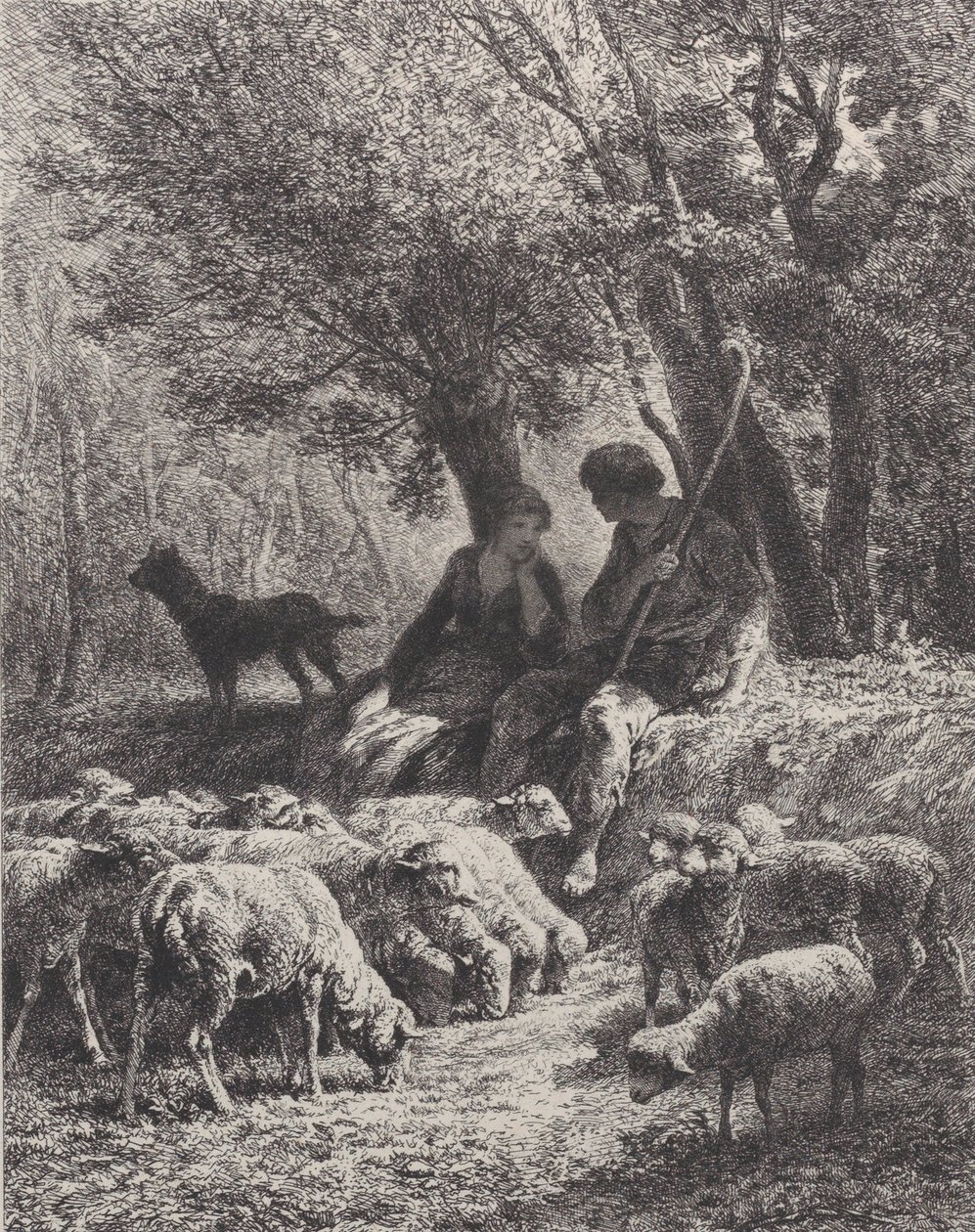 Cena Pastoral, 1864. de Charles Emile Jacque