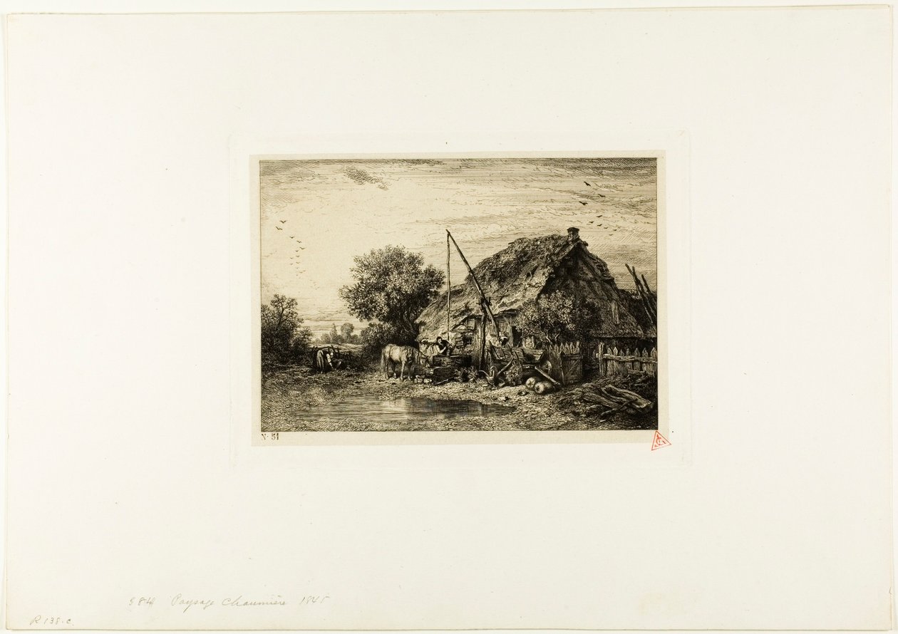 Casa Camponesa com Lagoa de Charles Emile Jacque