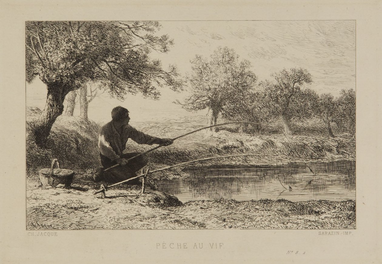 Pesca com isco vivo de Charles Emile Jacque