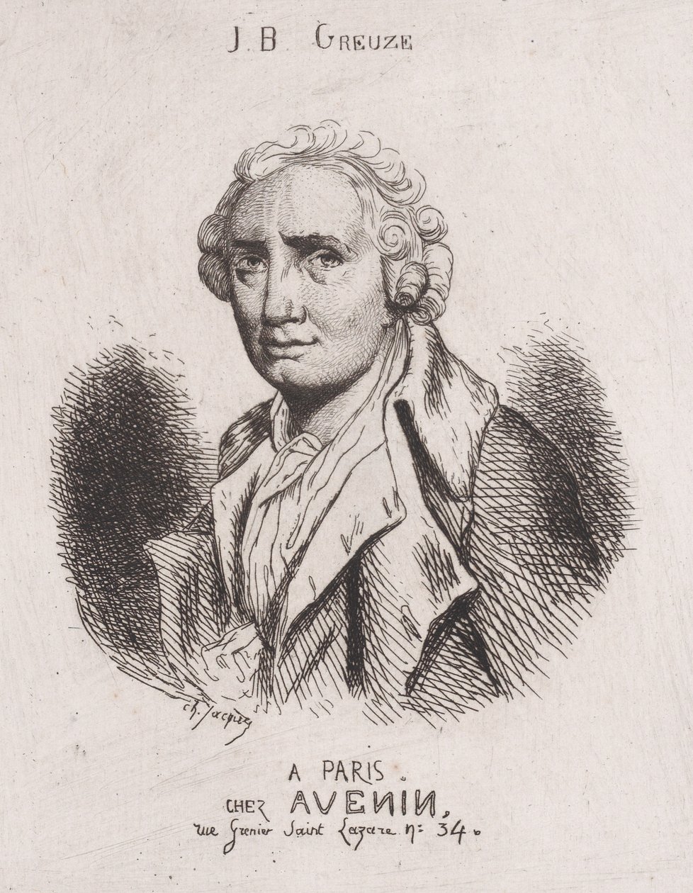Retrato de J.B. Greuze, século XIX. de Charles Emile Jacque