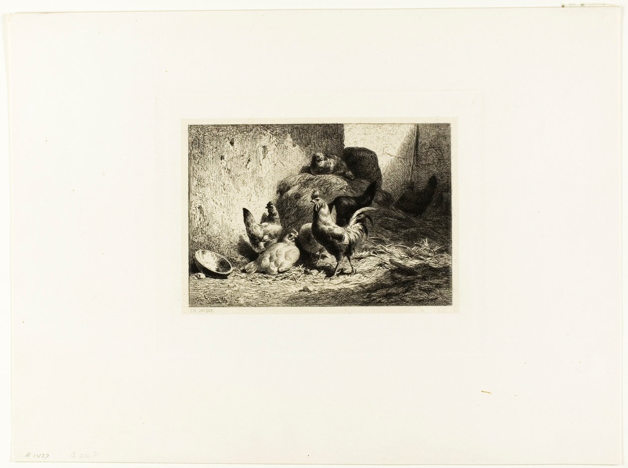 Galo e galinhas de Charles Emile Jacque