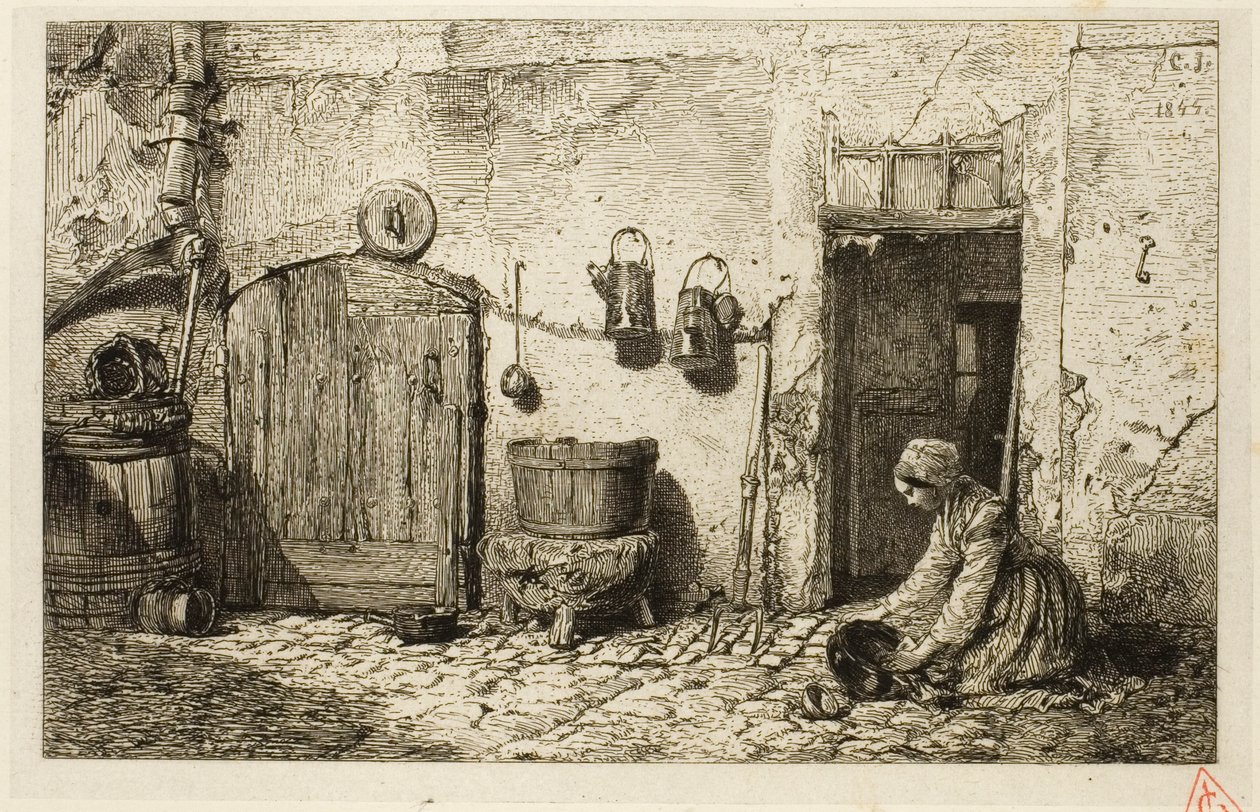empregada de cozinha de Charles Emile Jacque