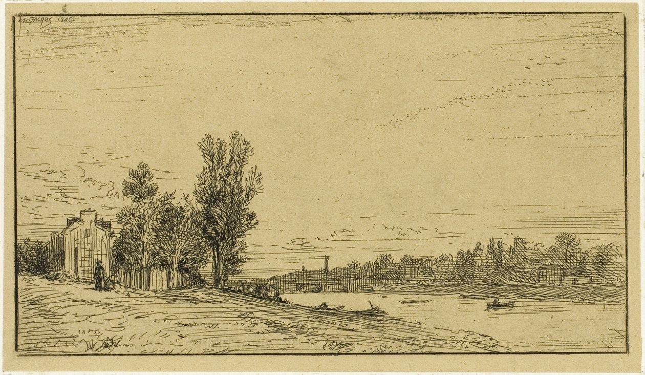 As margens de um rio de Charles Emile Jacque