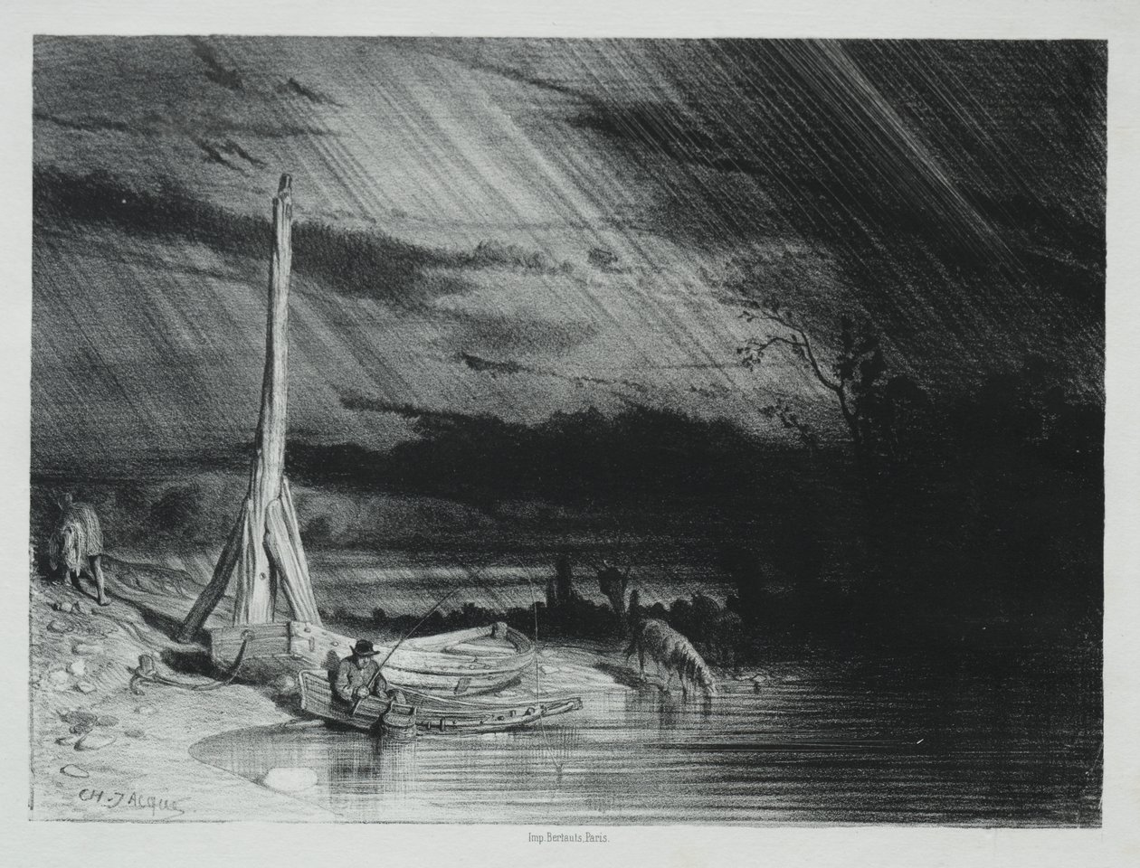 O Pescador, Tempo Chuvoso de Charles Emile Jacque