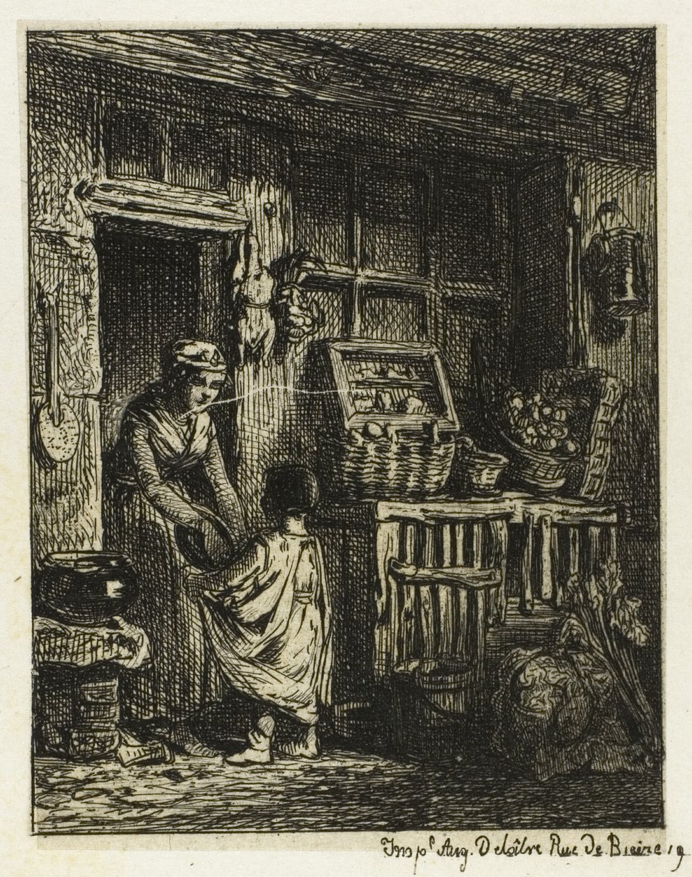 O mercador de frutas e a criança de Charles Emile Jacque