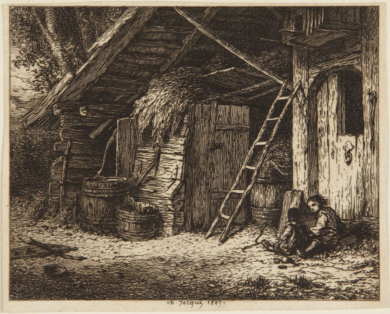 O golpe das galinhas - 1849 de Charles Emile Jacque