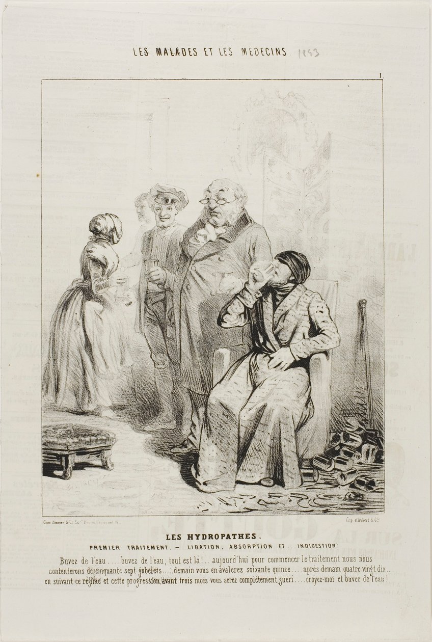 Os Hidropatas: Primeiro Tratamento (placa 1) de Charles Emile Jacque