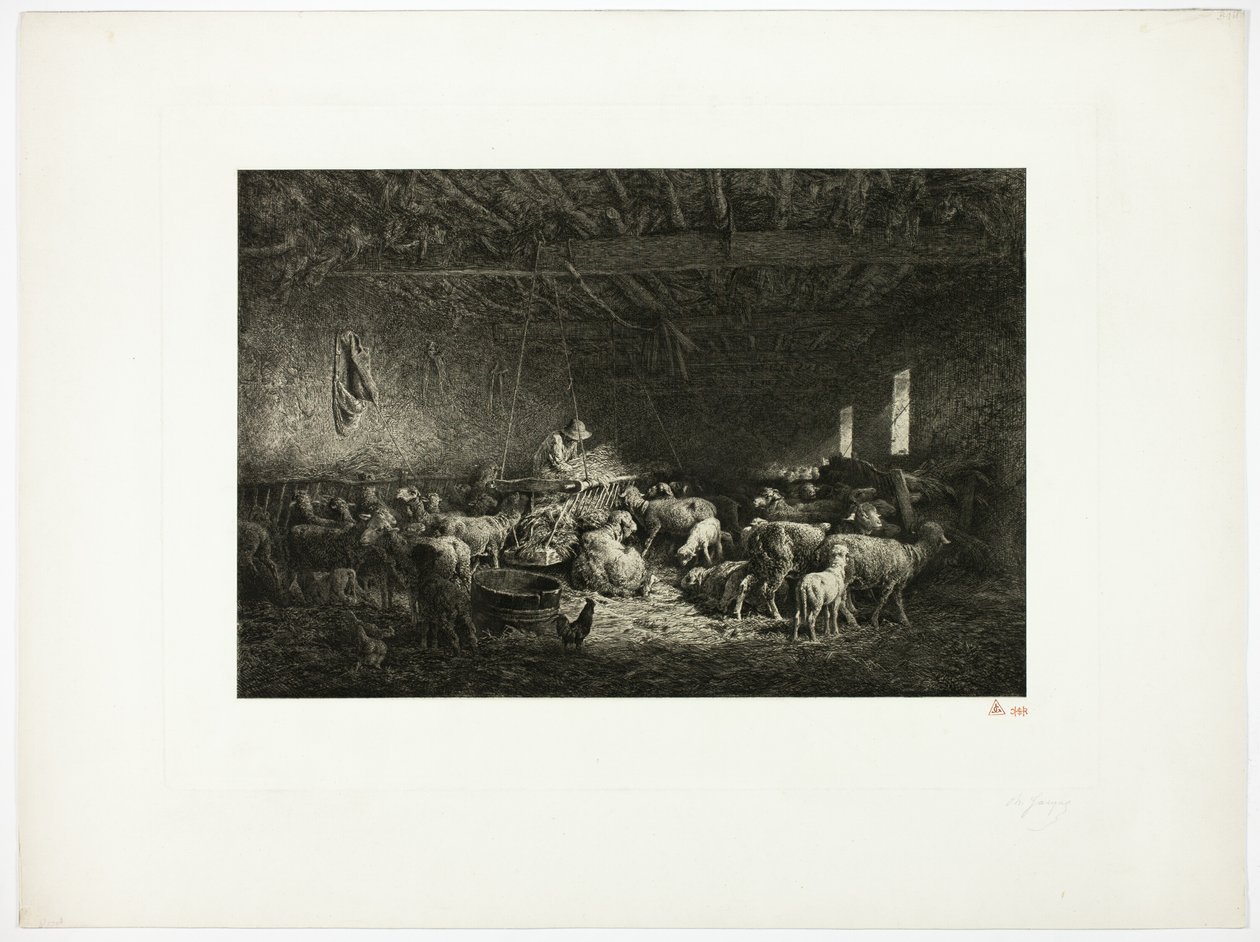 O Grande Sheepcot (placa horizontal) de Charles Emile Jacque