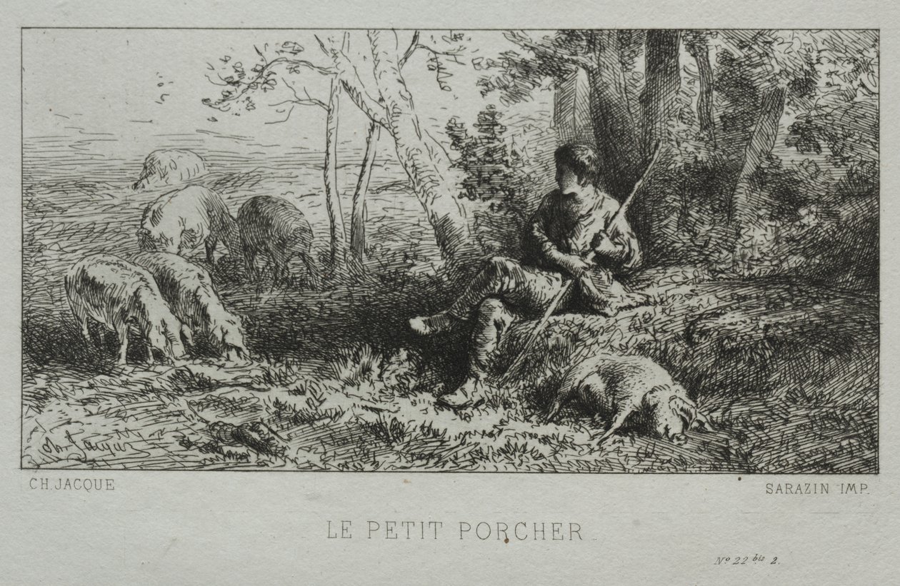 O rebanho dos porquinhos de Charles Emile Jacque