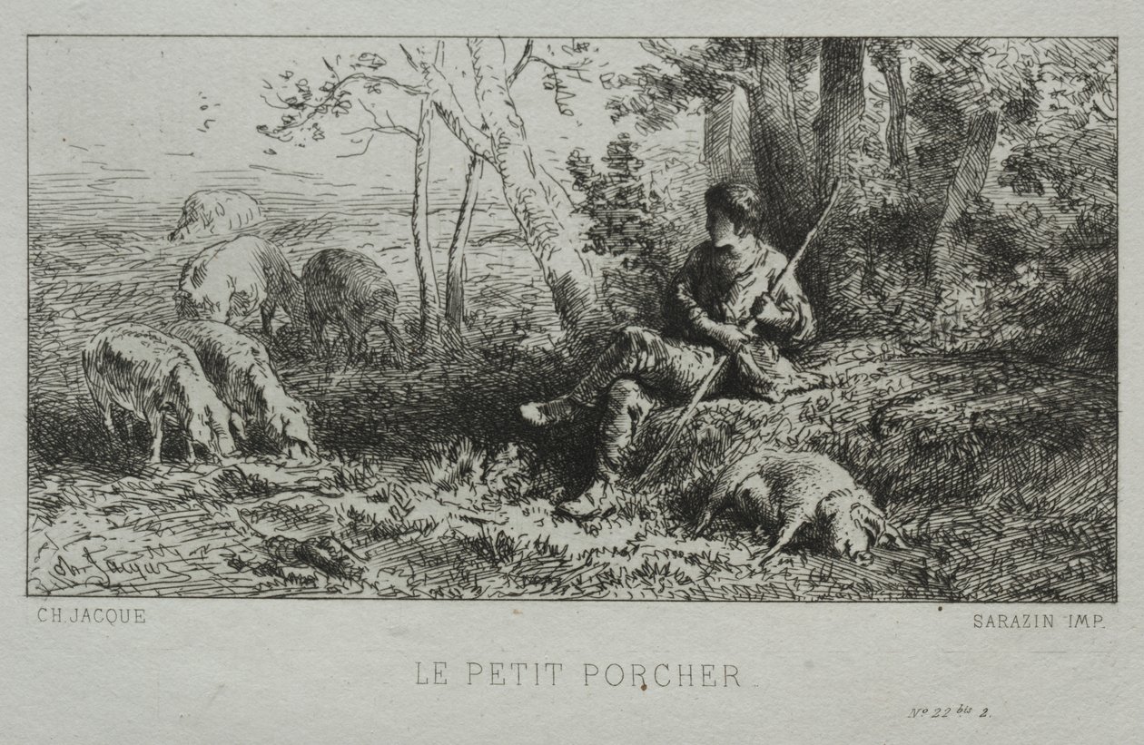 O Pequeno Porco. de Charles Emile Jacque
