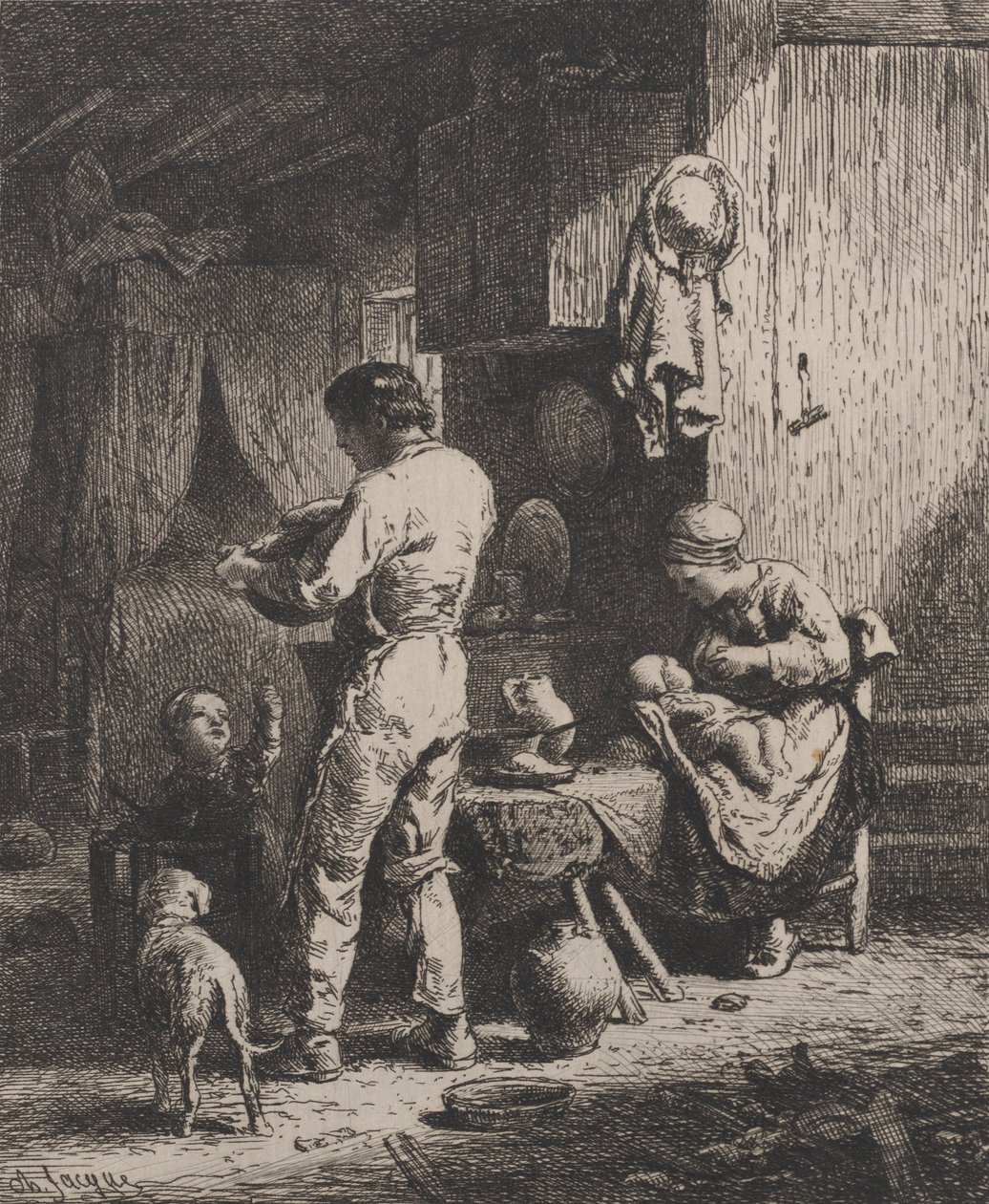 A Refeição, 1864. de Charles Emile Jacque
