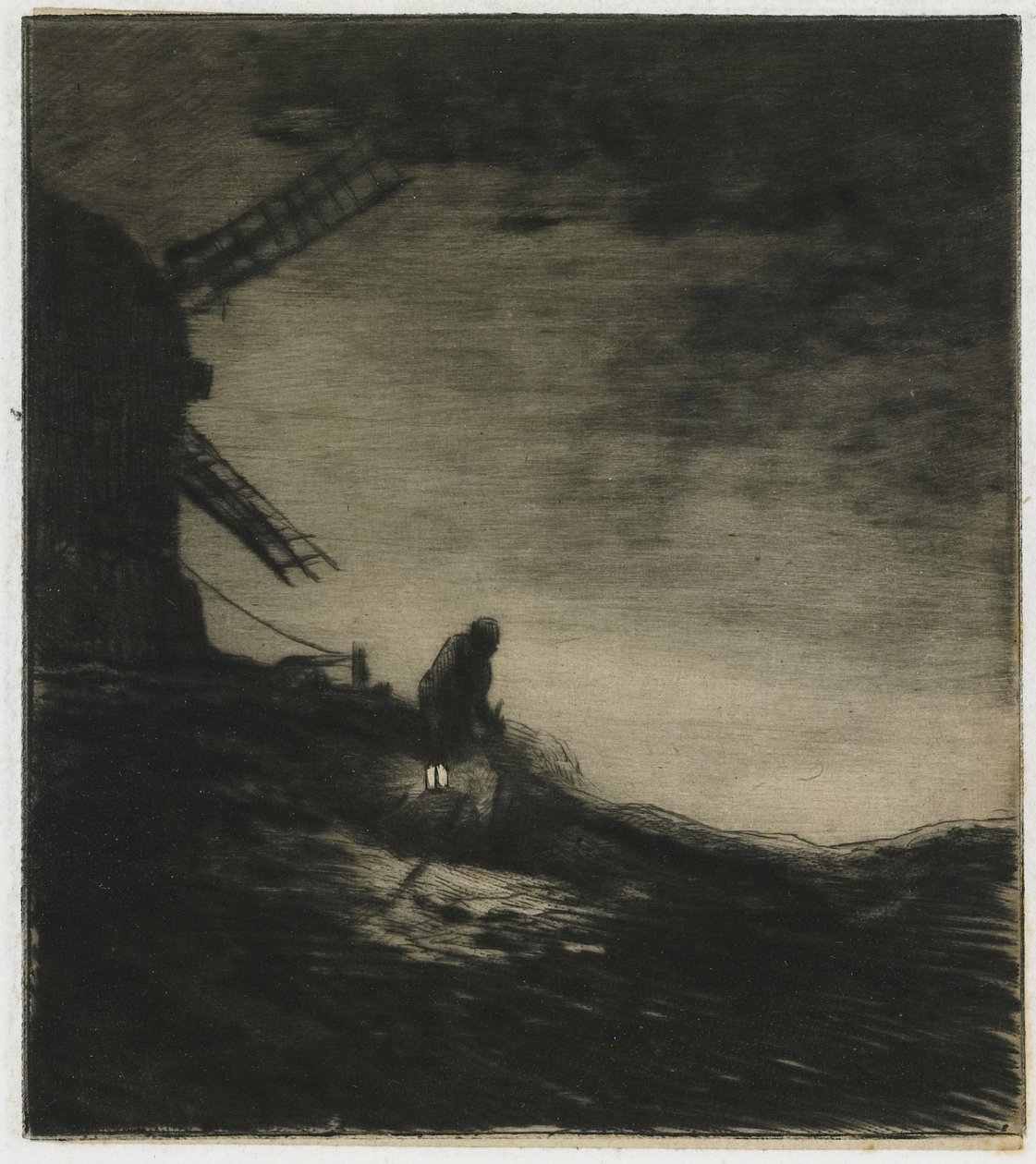 The Mill, 1848 (rypoint com roleta e tom plano sobre chine colado) de Charles Emile Jacque