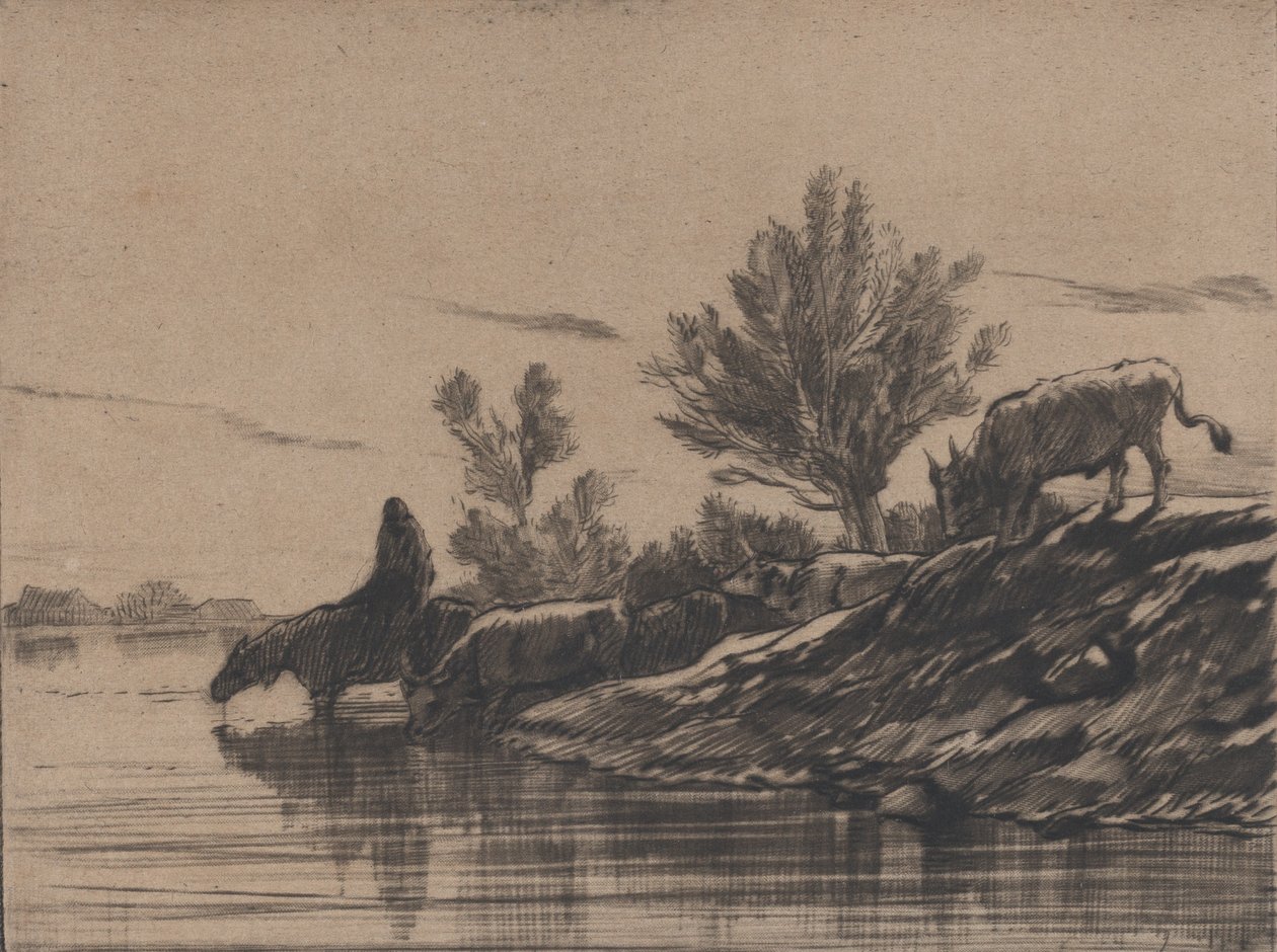 O Bebedouro, 1848. de Charles Emile Jacque