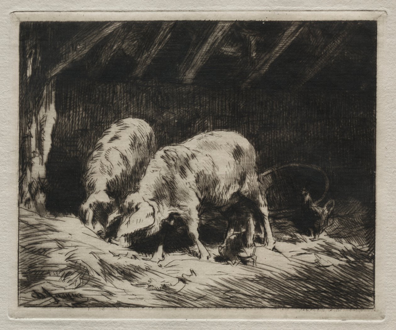 Dois porcos de Charles Emile Jacque