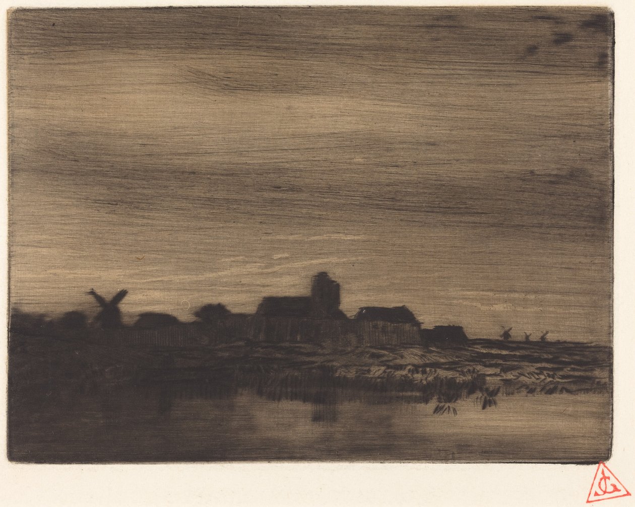 Aldeia à beira da água de Charles Emile Jacque