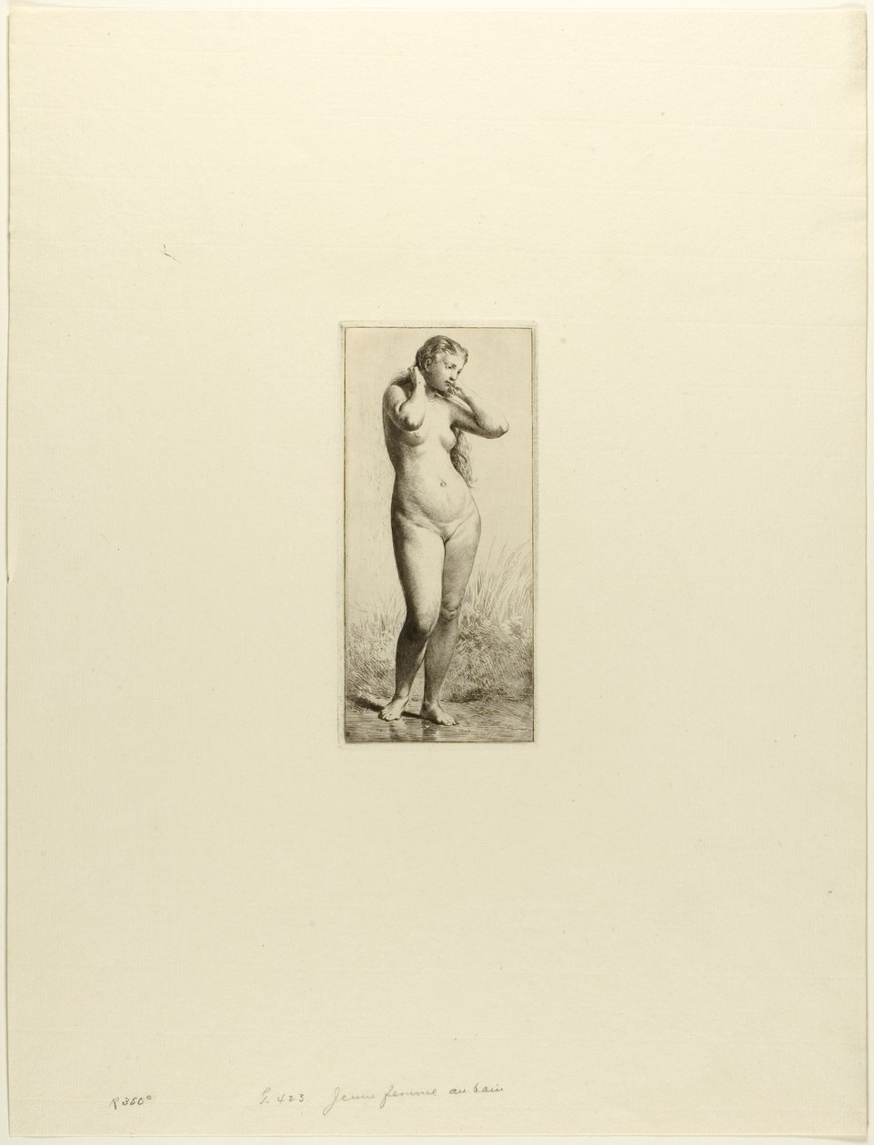 Mulher jovem tomando banho de Charles Emile Jacque