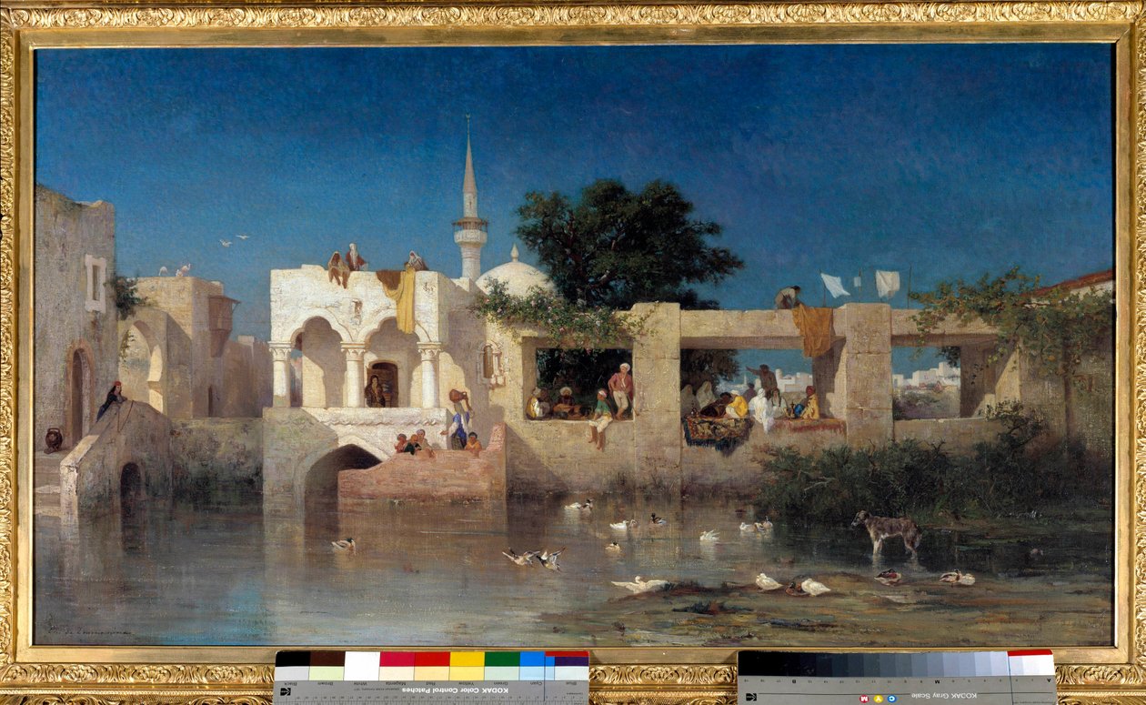 Cafe a Adalia, dit Habitations Turks perto de Adalia na Turquia Pintura por Charles Torunemine (1812-1872) 1856 Sol. 0,69x1,24 m Paris, musee d