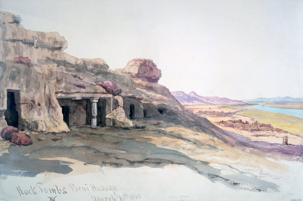 Rock Tombs, Beni Hassan, 10 de março de 1863, Egito, 1863 de Charles Émile de Tournemine