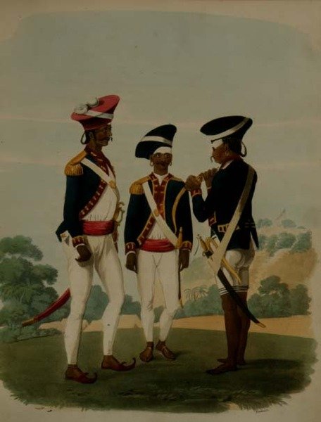 Oficiais e Soldado do Corpo Gurcasear, Madras, placa 37 do 