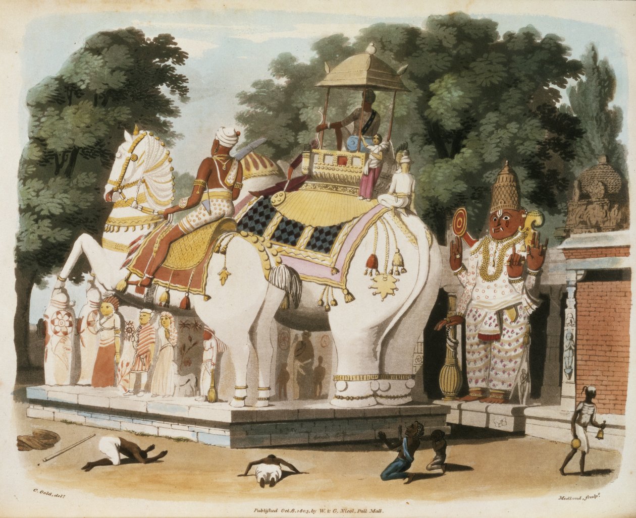 Os nativos prestam homenagem ao seu governante, gravado por Thomas Medland (1755-1823) 1803 de Charles Emilius Gold