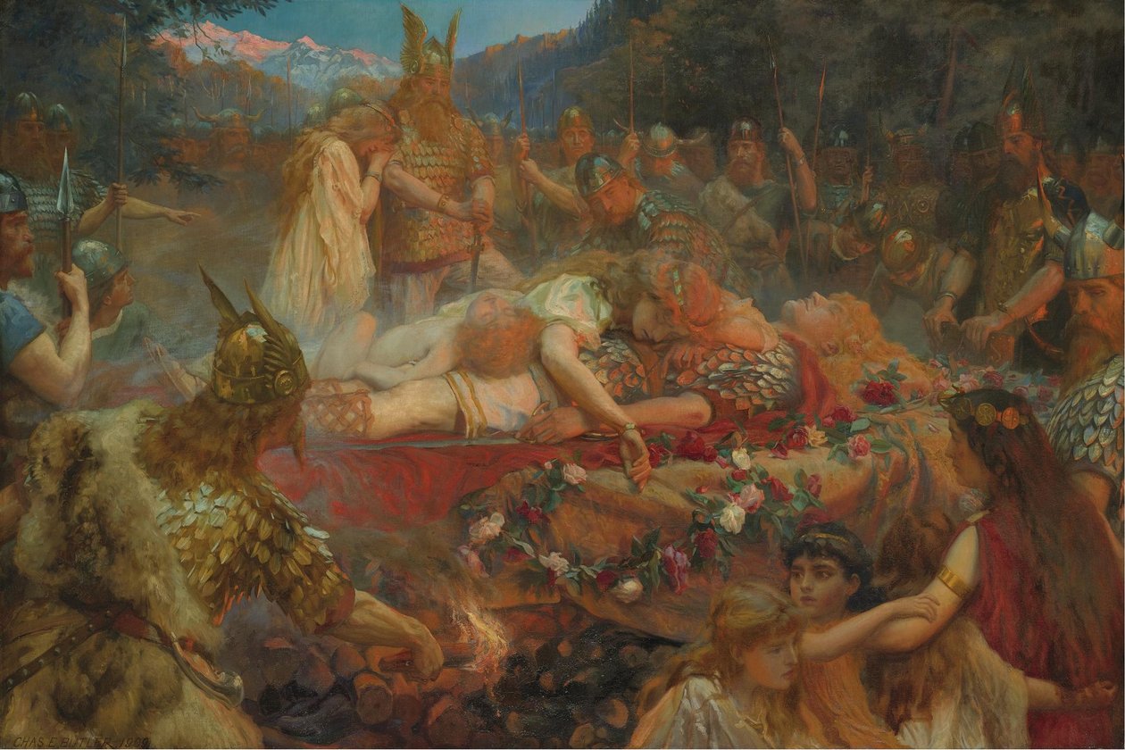 Morte de um guerreiro viking, 1909 de Charles Ernest Butler