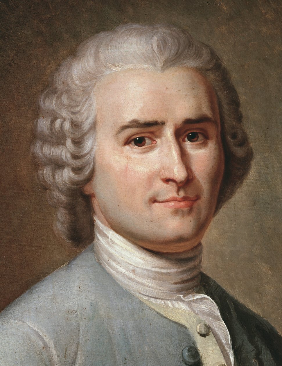 Retrato de Jean-Jacques Rousseau, filósofo suíço, detalhe (pastel de Charles Escot