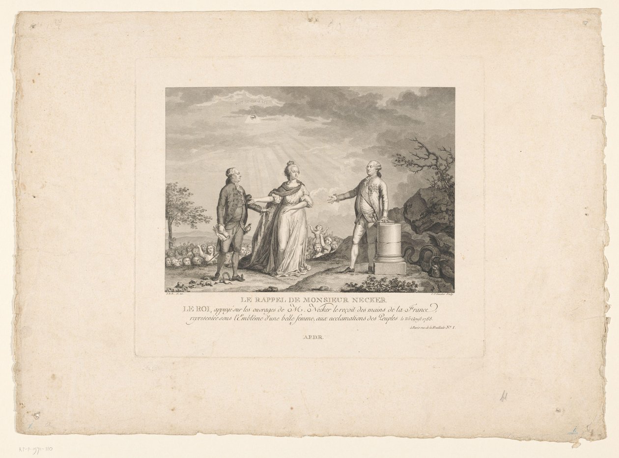 Retorno de Jacques Necker, 1788 Le recall de Monsieur Necker (título no objeto) de Charles Etienne Gaucher