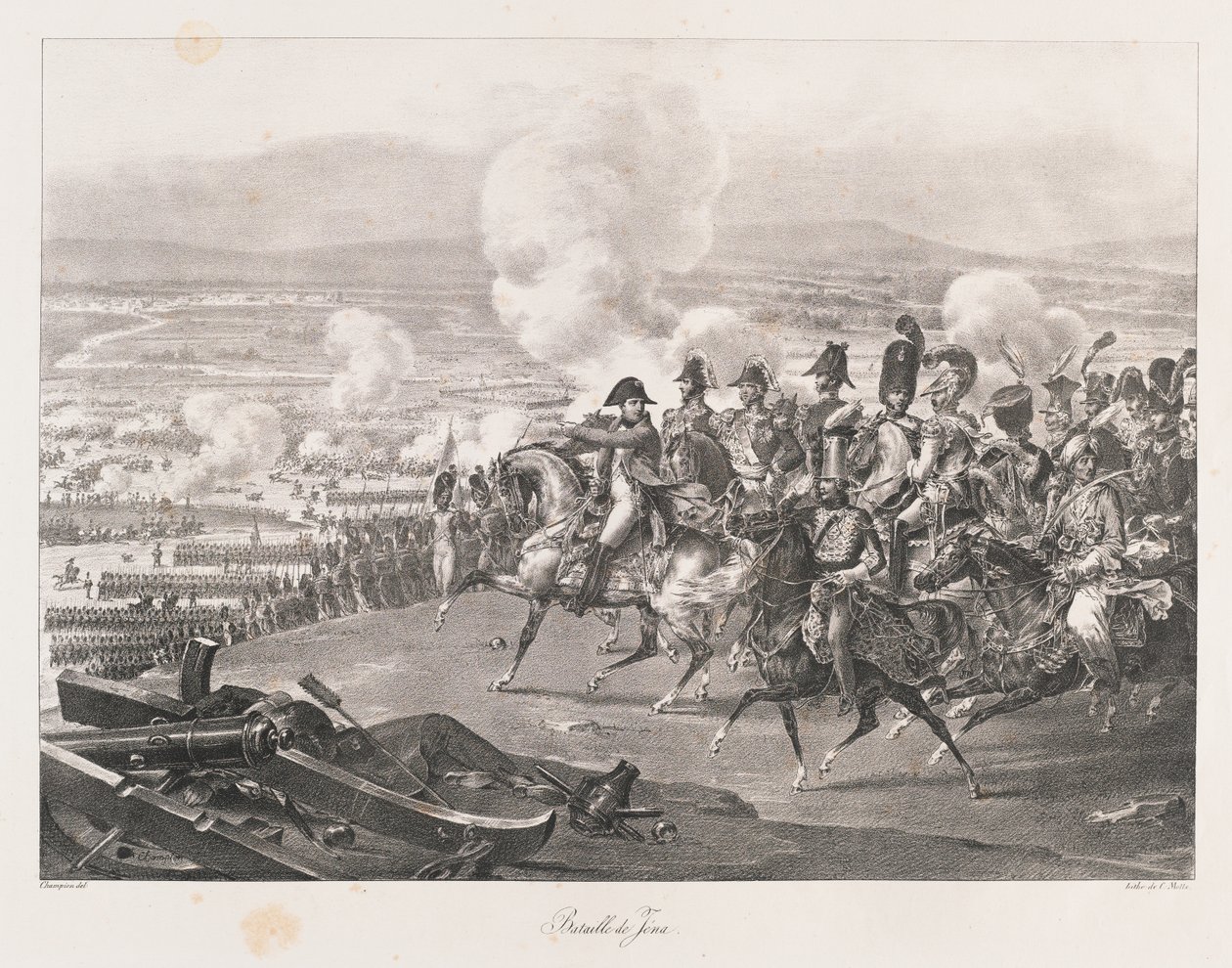 Batalha de Jena, início do século XIX (litho) de Charles Etienne Pierre Motte