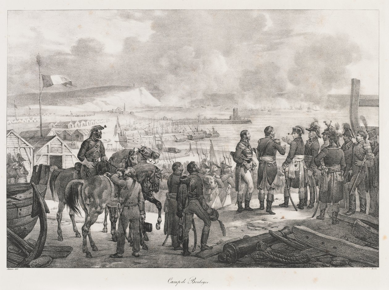 Acampamento em Boulogne, início do século XIX (litho) de Charles Etienne Pierre Motte